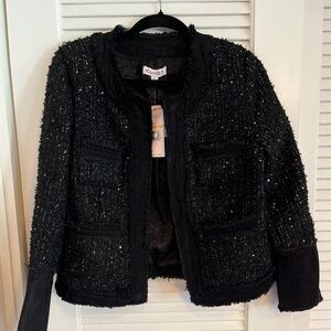 NWT Nanette Lepore sz S black open front shortwaist evening jacket MSRP $148